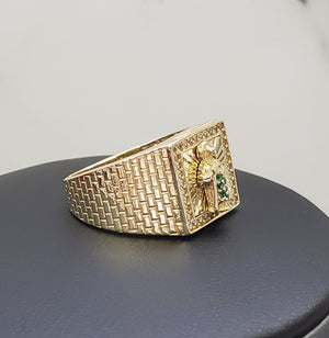 10K Solid Yellow Gold Saint Jude Cz Men's Ring