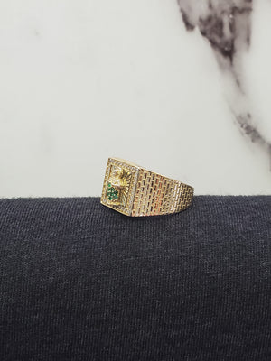 10K Solid Yellow Gold Saint Jude Cz Men's Ring
