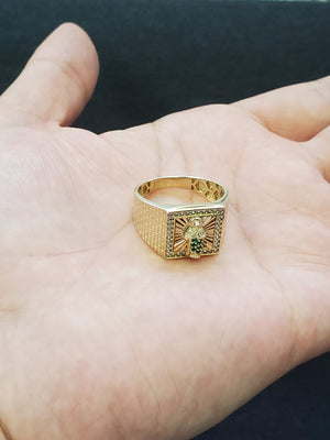 10K Solid Yellow Gold Saint Jude Cz Men's Ring