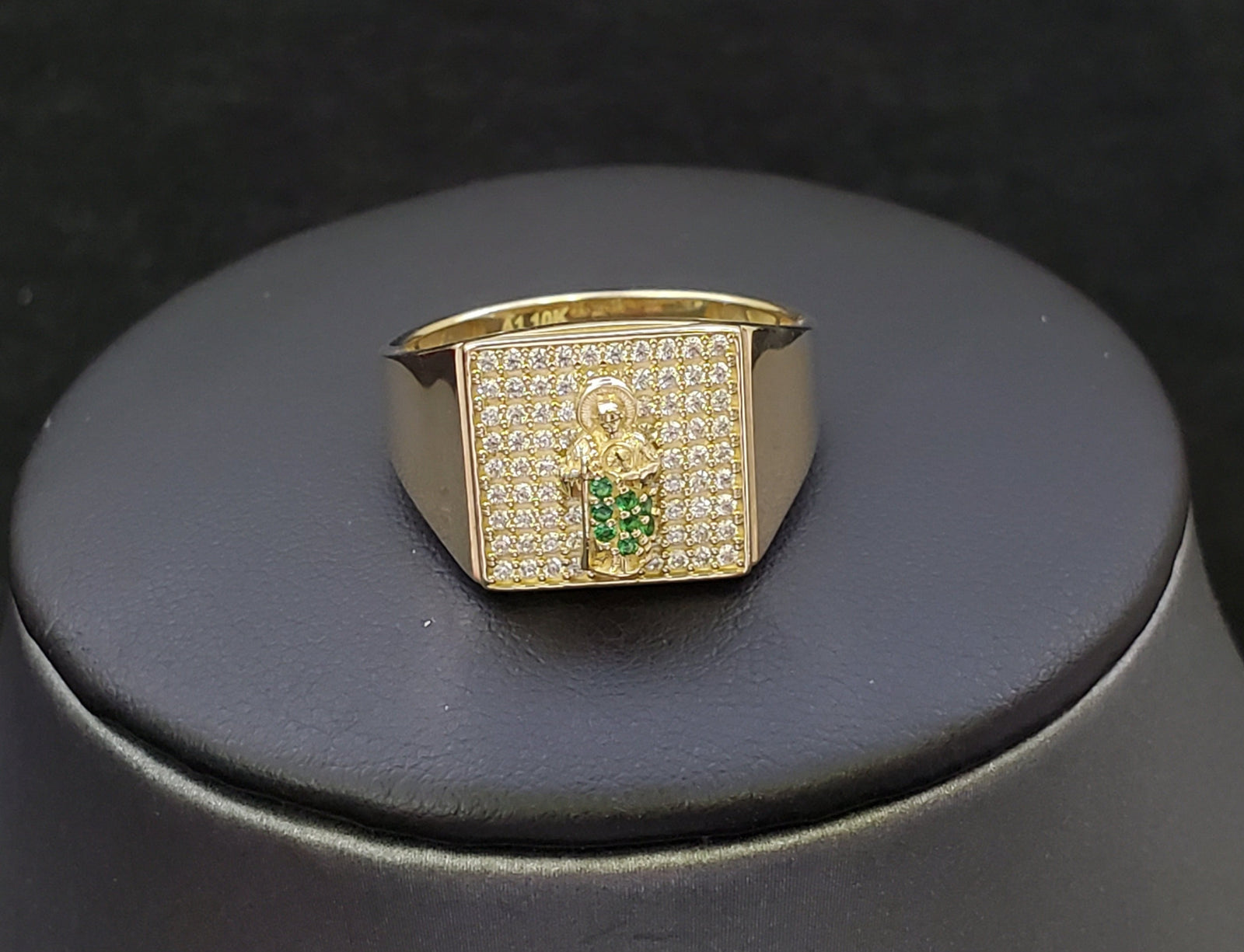10K Solid Yellow Gold Saint Jude Cz Men's Ring
