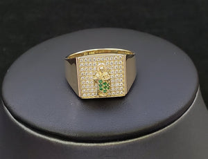 10K Solid Yellow Gold Saint Jude Cz Men's Ring