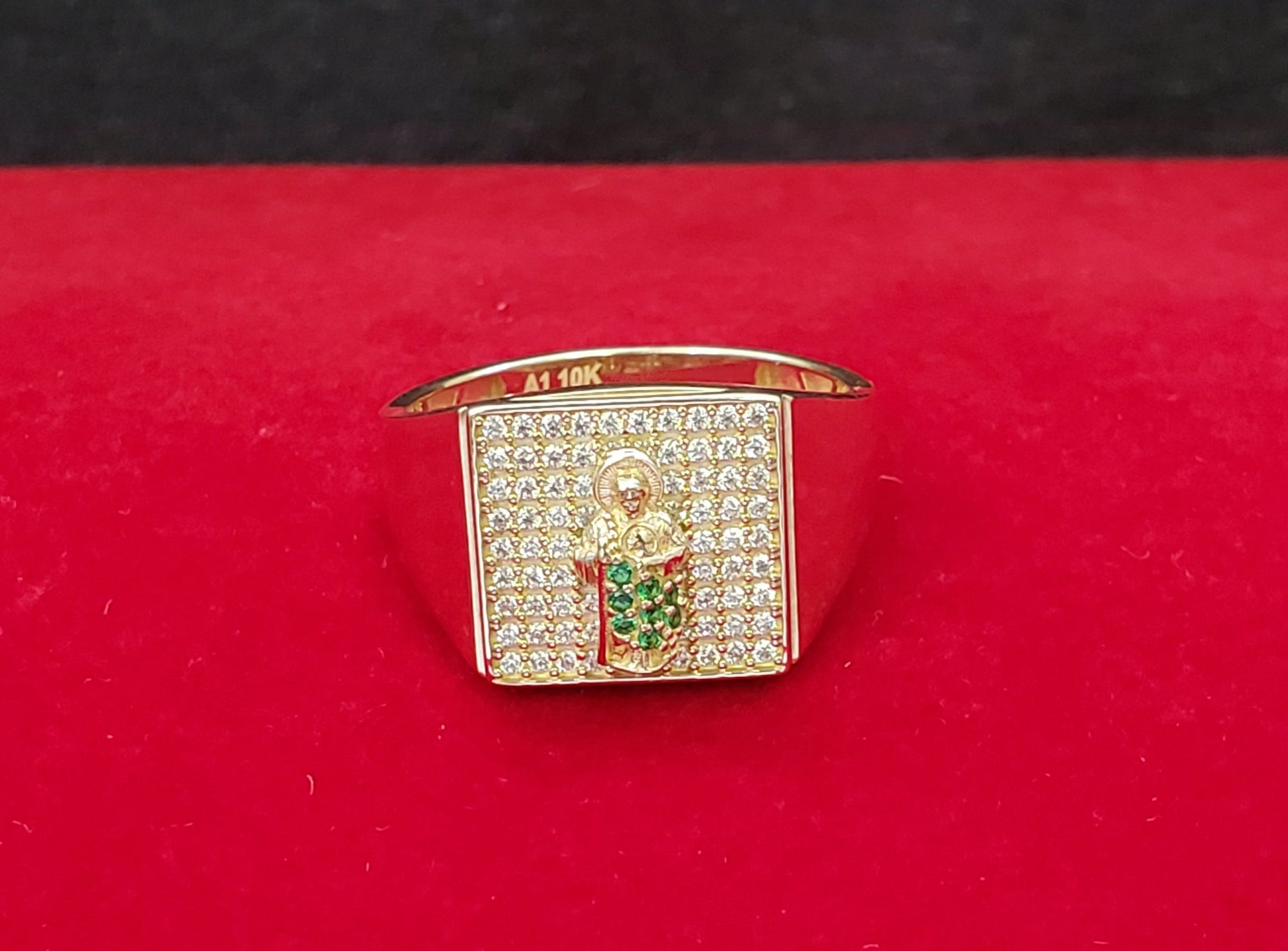10K Solid Yellow Gold Saint Jude Cz Men's Ring - Gold Depot Inc