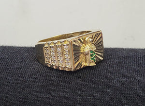 10K Solid Yellow Gold Saint Jude Cz Men's Ring