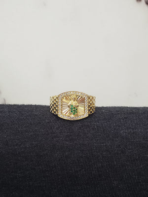 10K Solid Yellow Gold Saint Jude Cz Men's Ring