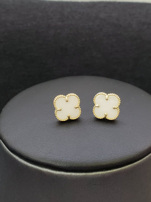 10K Solid Yellow Gold Vancleef Earrings for Girls Womens