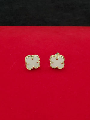 10K Solid Yellow Gold Vancleef Earrings for Girls Womens