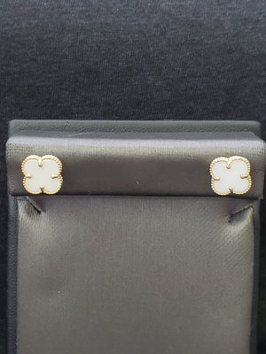 10K Solid Yellow Gold Vancleef Earrings for Girls Womens