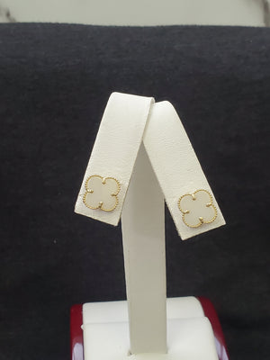 10K Solid Yellow Gold Vancleef Earrings for Girls Womens