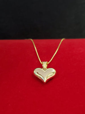 10K Solid Real Yellow Gold Heart Pendant Charm with Box Chain
