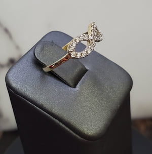 10K Solid Yellow Gold Infinity Cz Ladies Ring