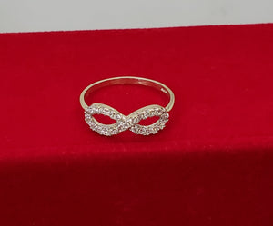 10K Solid Yellow Gold Infinity Cz Ladies Ring