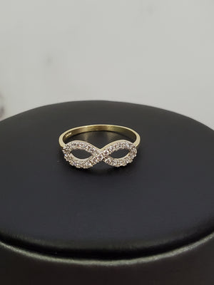 10K Solid Yellow Gold Infinity Cz Ladies Ring