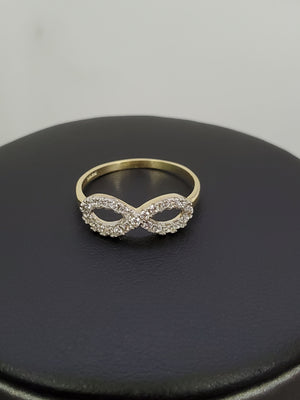 10K Solid Yellow Gold Infinity Cz Ladies Ring