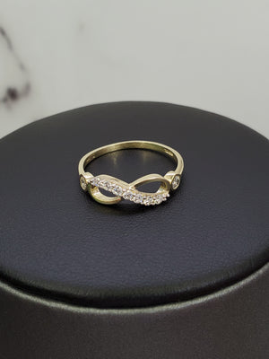 10K Solid Yellow Gold Infinity Cz Ladies Ring