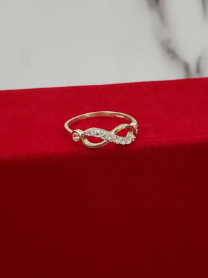 10K Solid Yellow Gold Infinity Cz Ladies Ring