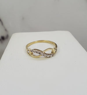 10K Solid Yellow Gold Infinity Cz Ladies Ring