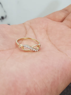 10K Solid Yellow Gold Infinity Cz Ladies Ring