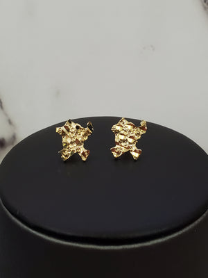 10K Solid Yellow Gold Texas map style Nugget earring