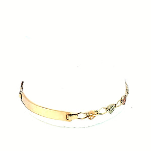 10K Real Gold Tri Color Heart ID Bracelet (5.5")