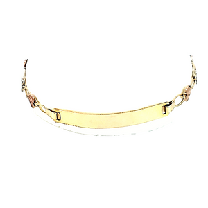10K Real Gold Tri Color Heart ID Bracelet (5.5")