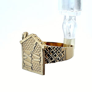 10K Real Solid Yellow Gold Trap House Ring
