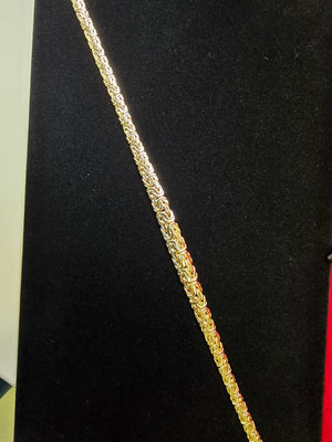 14K Real Yellow Gold Hollow Byzantine Necklace 16"