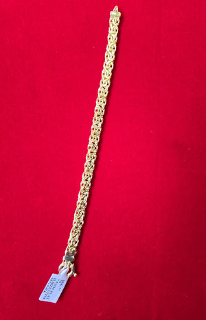 10K Real Yellow Gold Hollow Byzantine Necklace & Bracelet Set
