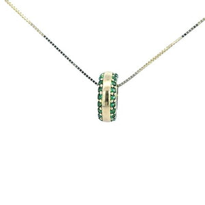 10K Real Gold Green CZ Divider Charm with Box Chain