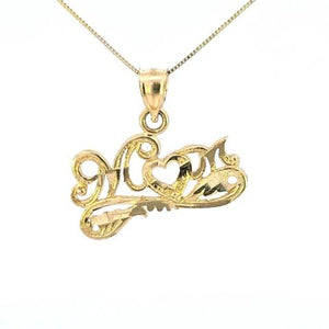 10K Real Gold DC "MOM" Small Charm with Box Chain