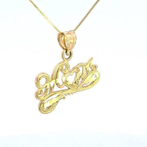 10K Real Gold DC "MOM" Small Charm with Box Chain