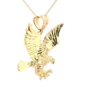 10K Real Gold Eagle Charm with Box Chain (Medium Sized)