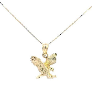 10K Real Gold Small Eagle Charm with Box Chain