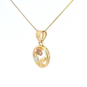 10K Real Gold "15" CZ Flower Petal Small Charm with Box Chain