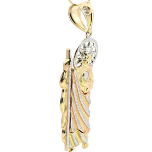 10k Real Gold Tri-Color Saint Jude CZ Big Charm