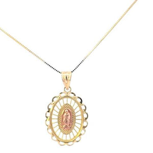 10K Real Gold Two-Tone Oval Mother Mary Small Fancy Charm