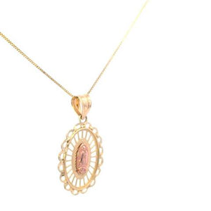 10K Real Gold Two-Tone Oval Mother Mary Small Fancy Charm