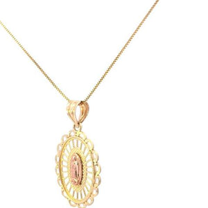 10K Real Gold Two-Tone Oval Mother Mary Small Fancy Charm