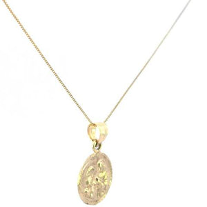 10K Real Gold First Communion Small Round Charm with Box Chain