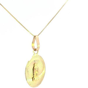 10K Real Gold DC Mother Mary Oval Small Charm with Box Chain