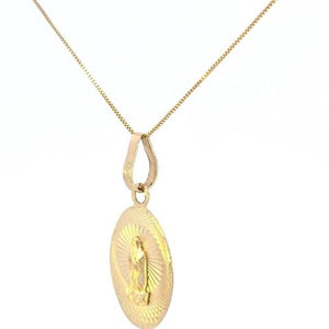 10K Real Gold DC Mother Mary Oval Small Charm with Box Chain