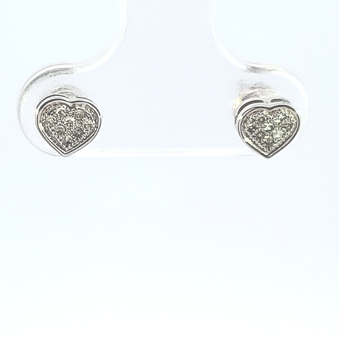 10K W Gold with 0.05 Ct MP Diamond Heart Earring (S) for Girls/Women