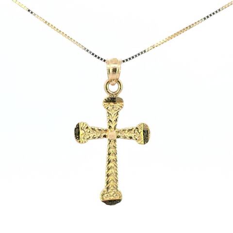 10K Real Gold Fancy Cross Small Charm with Box Chain