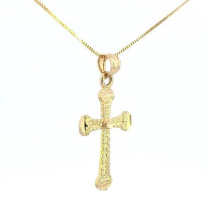 10K Real Gold Fancy Cross Small Charm with Box Chain