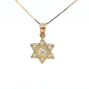 10K Real Gold Fancy Star CZ Small Charm with Box Chain