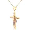 10K Real Gold CZ Saint Jude Cross Charm with Box Chain