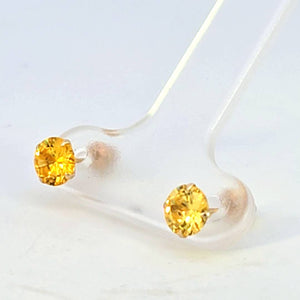 14K Real Gold Canary Yellow Round Stud Earrings