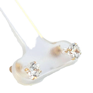 14K Real Gold Clear CZ Round 5MM Stud Earrings