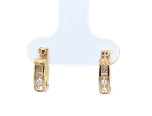 10K Real Gold Tri Color Huggy Style Hoop CZ Earrings