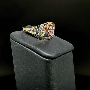 Real 10K Solid Two Tone Yellow & Rose Gold 3 Heart Ring For Women