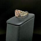 Real 10K Solid Two Tone Yellow & Rose Gold 3 Heart Ring For Women